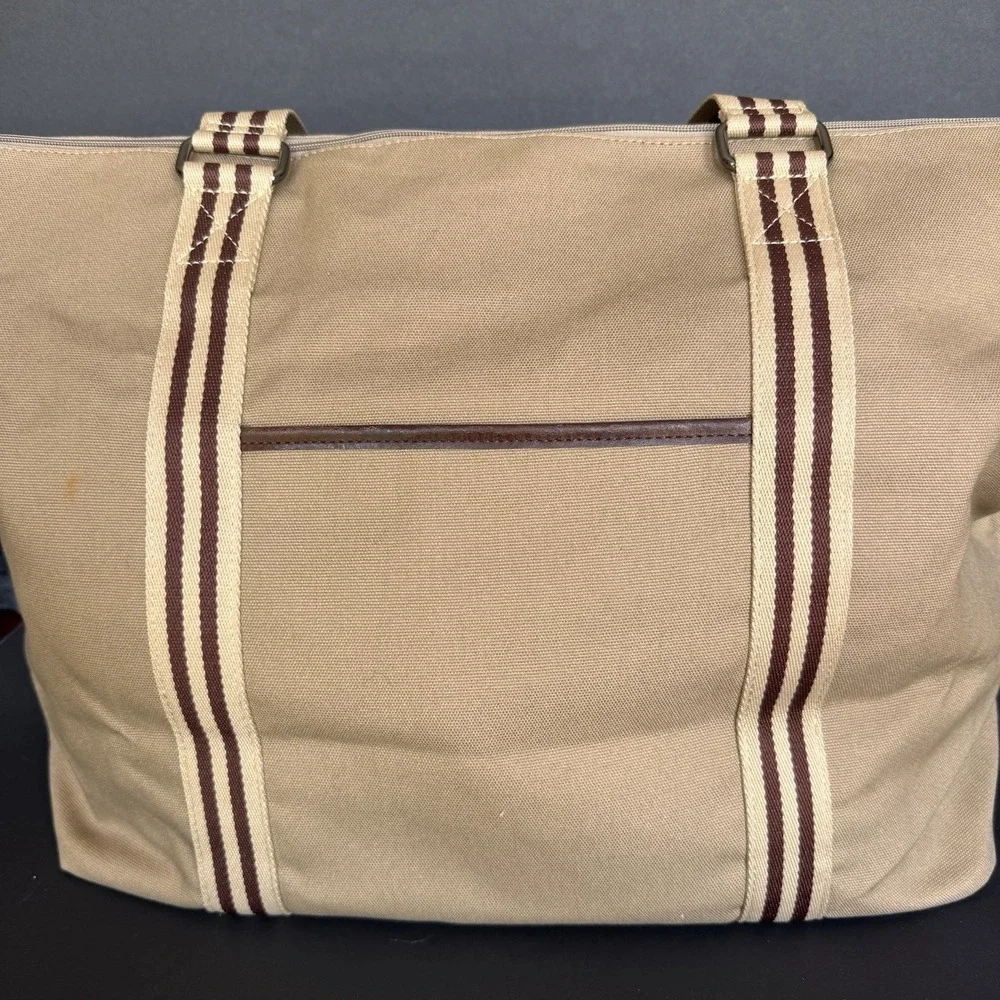 Baekgaard Tom Zipper Tote in Desert Tan Canvas with Italian Leather NWT